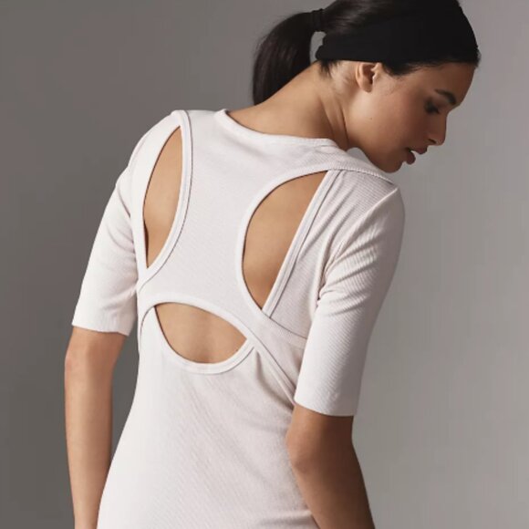 Brand New Sundry Ribbed Cut Out Short-Sleeve Mini Dress - Picture 7 of 8